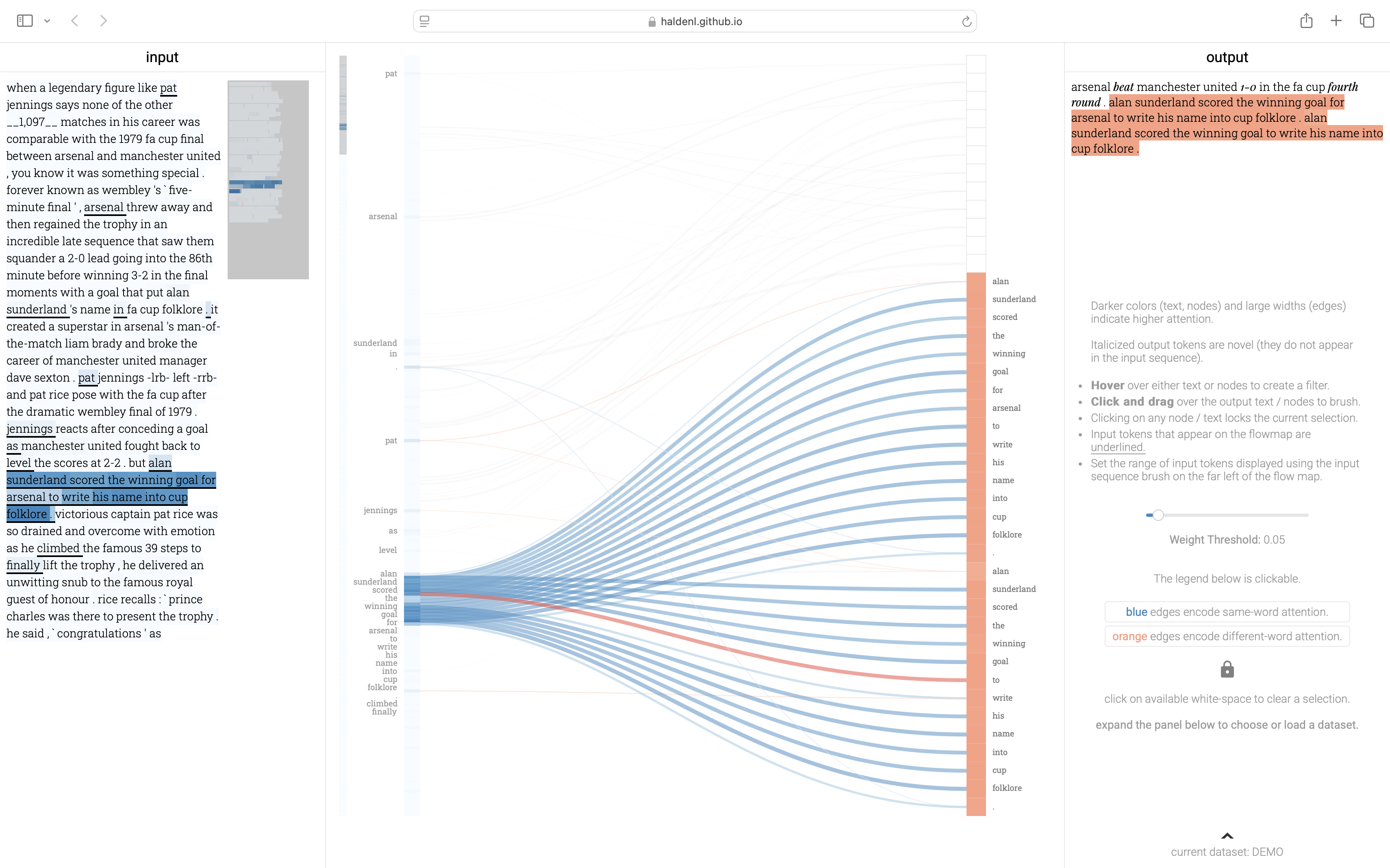 A screenshot of the attention visualization tool.