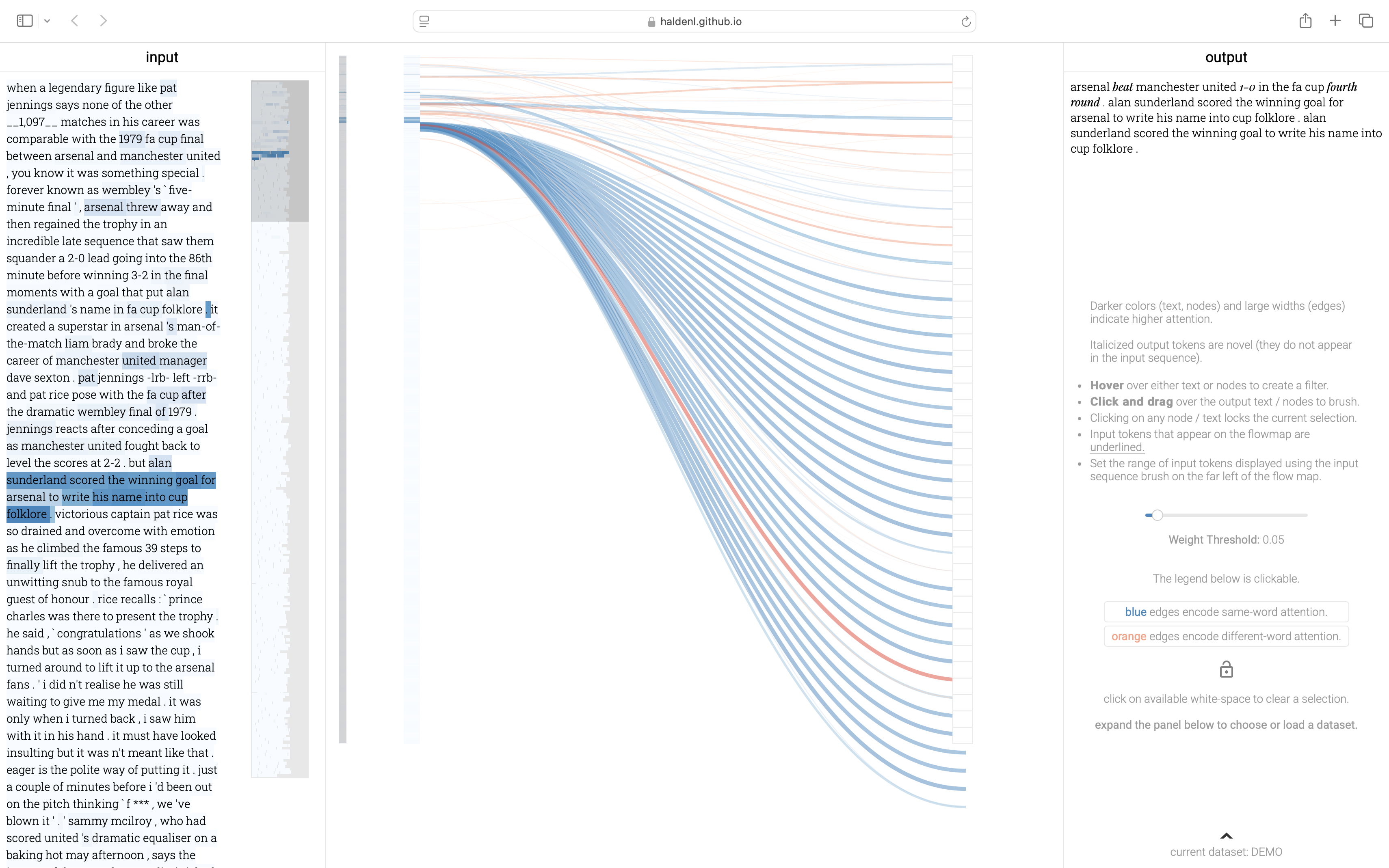 A screenshot of the attention visualization tool.